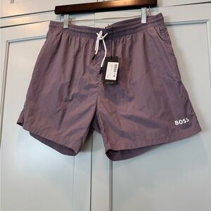 Hugo Boss Men's Starfish Beach Swim Trunks Plum Quick drying fully lined READ